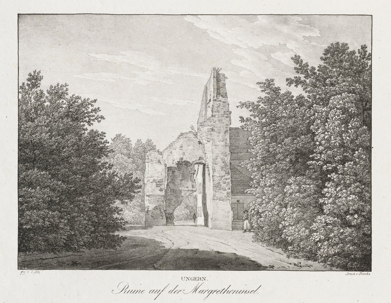 Ungern, Ruins on the Margrethen Island by Jakob Alt