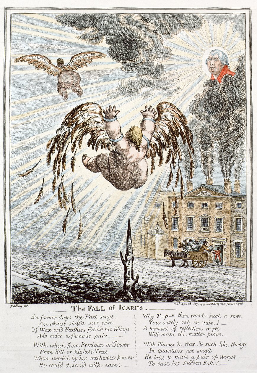 Fall of Icarus by James Gillray