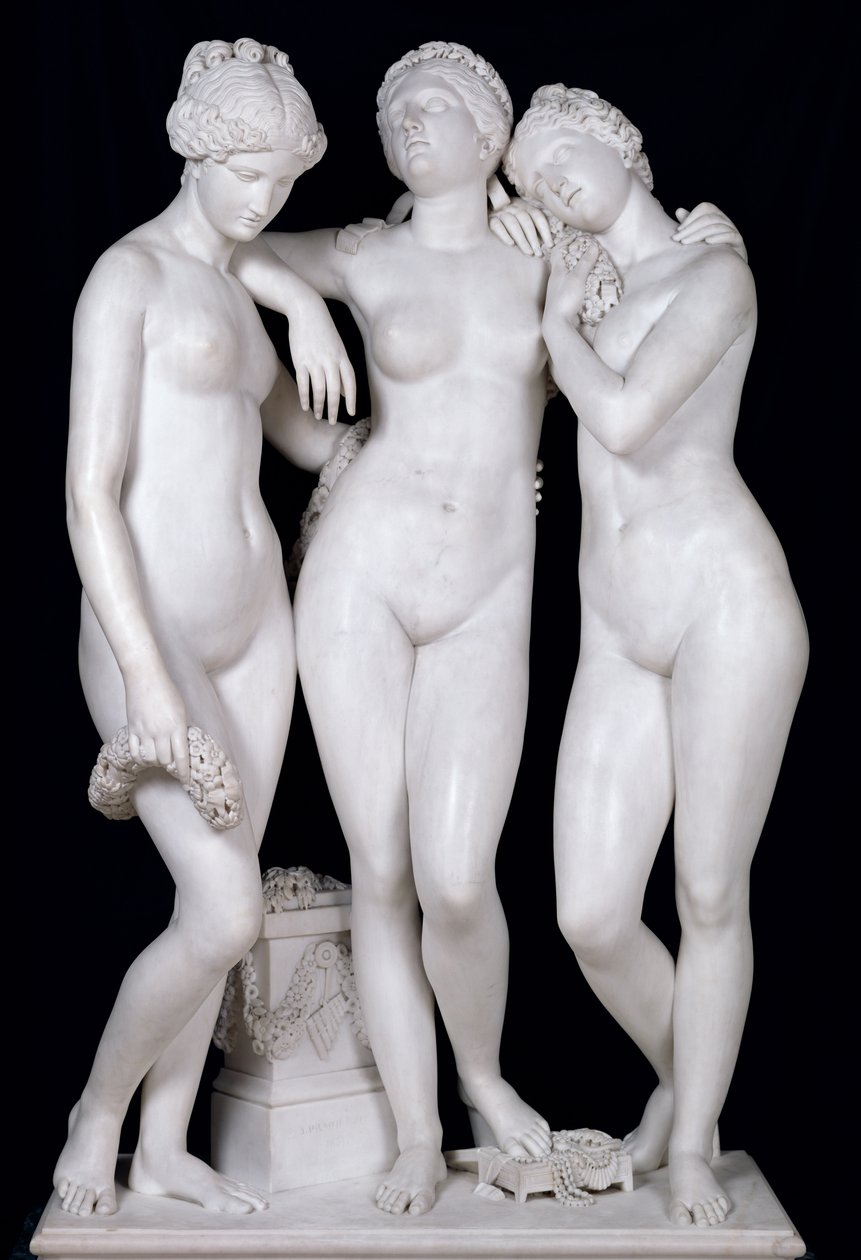 The Three Graces, 1831 (marble) by James Pradier