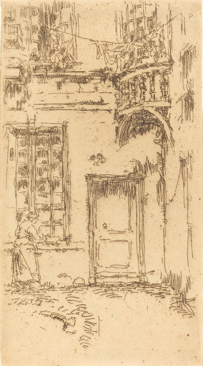 Courtyard, Rue P.L. Courier by James Abbott McNeill Whistler