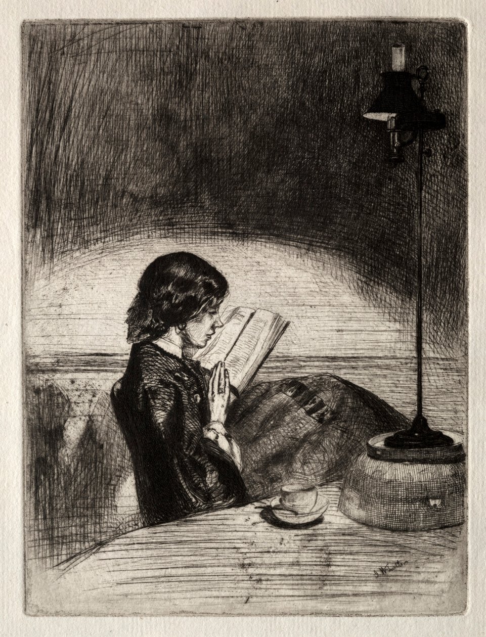Reading by Lamplight, 1859 by James Abbott McNeill Whistler