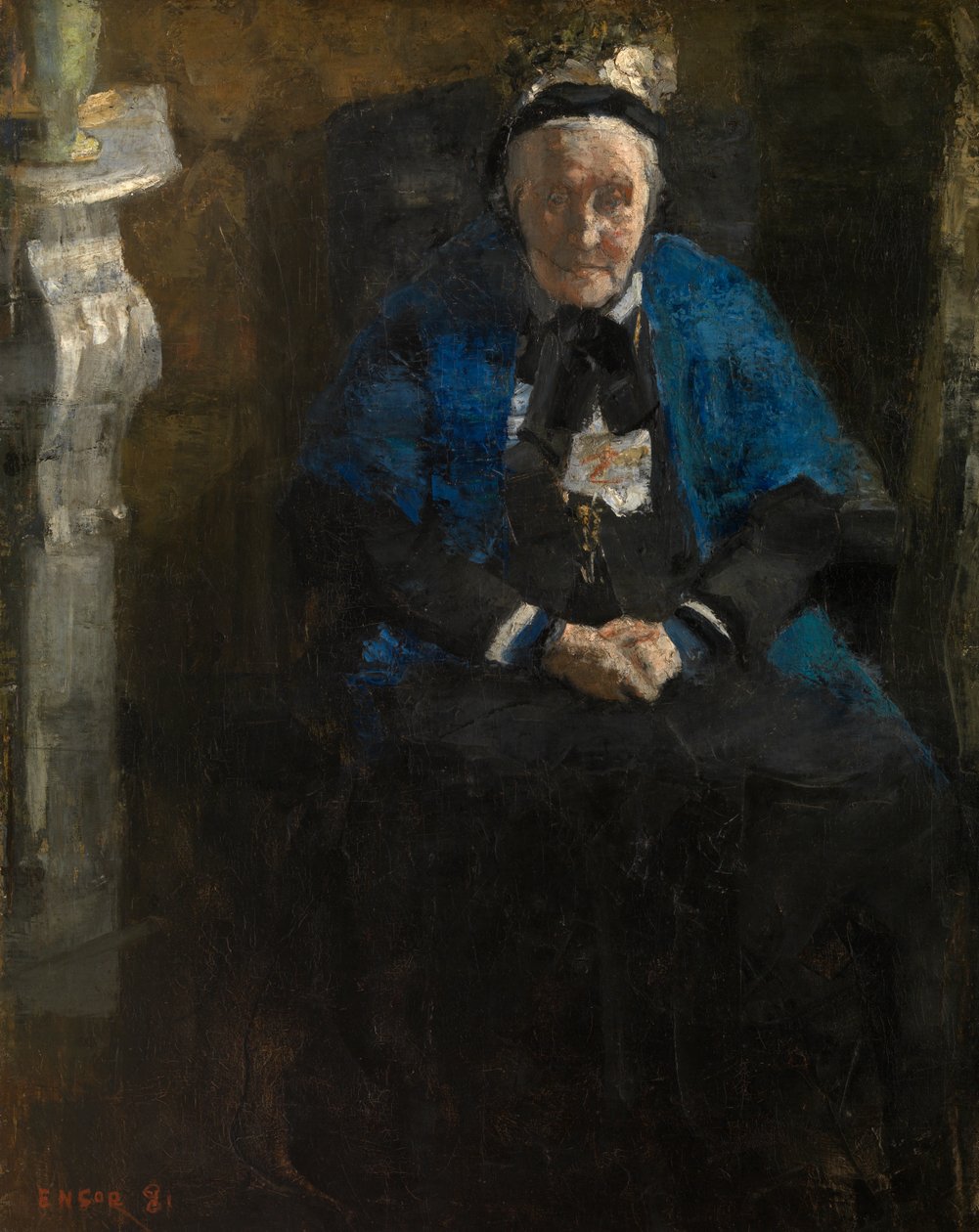 Lady with blue scarf by James Ensor