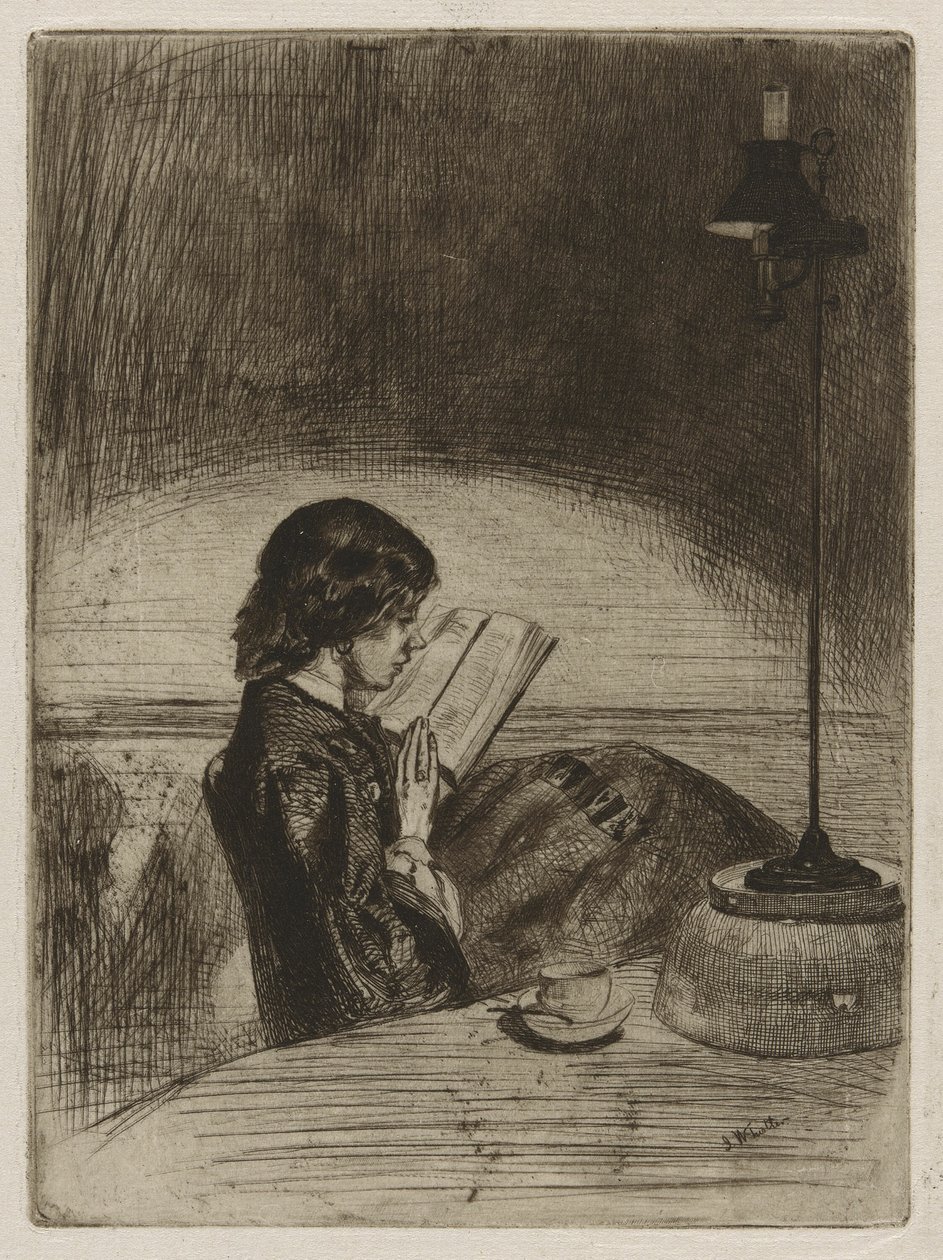 Reading by Lamplight by James Abbott McNeill Whistler