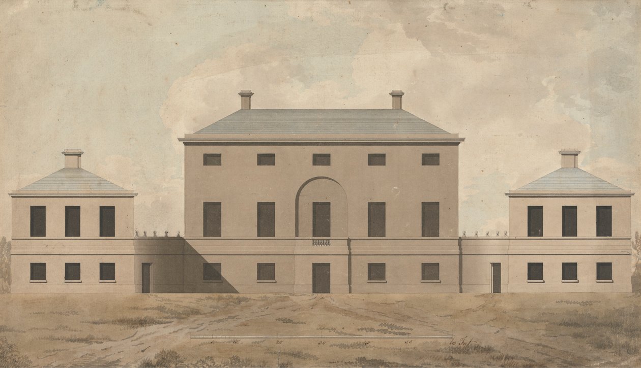 Shrubland Hall, Suffolk: Elevation by James Paine