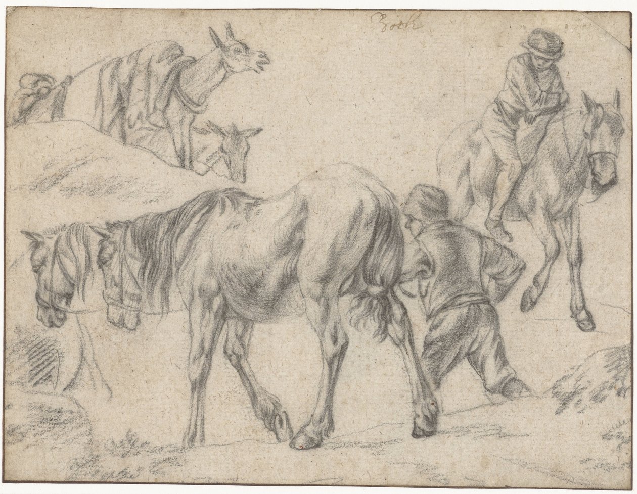 Study Sheet with Figures, Horses, and Donkeys by Jan Both