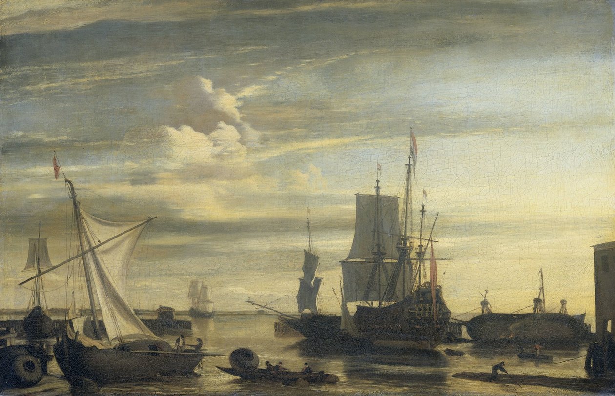 Harbor at Sunset by Jan Claesz. Rietschoof (attributed to)