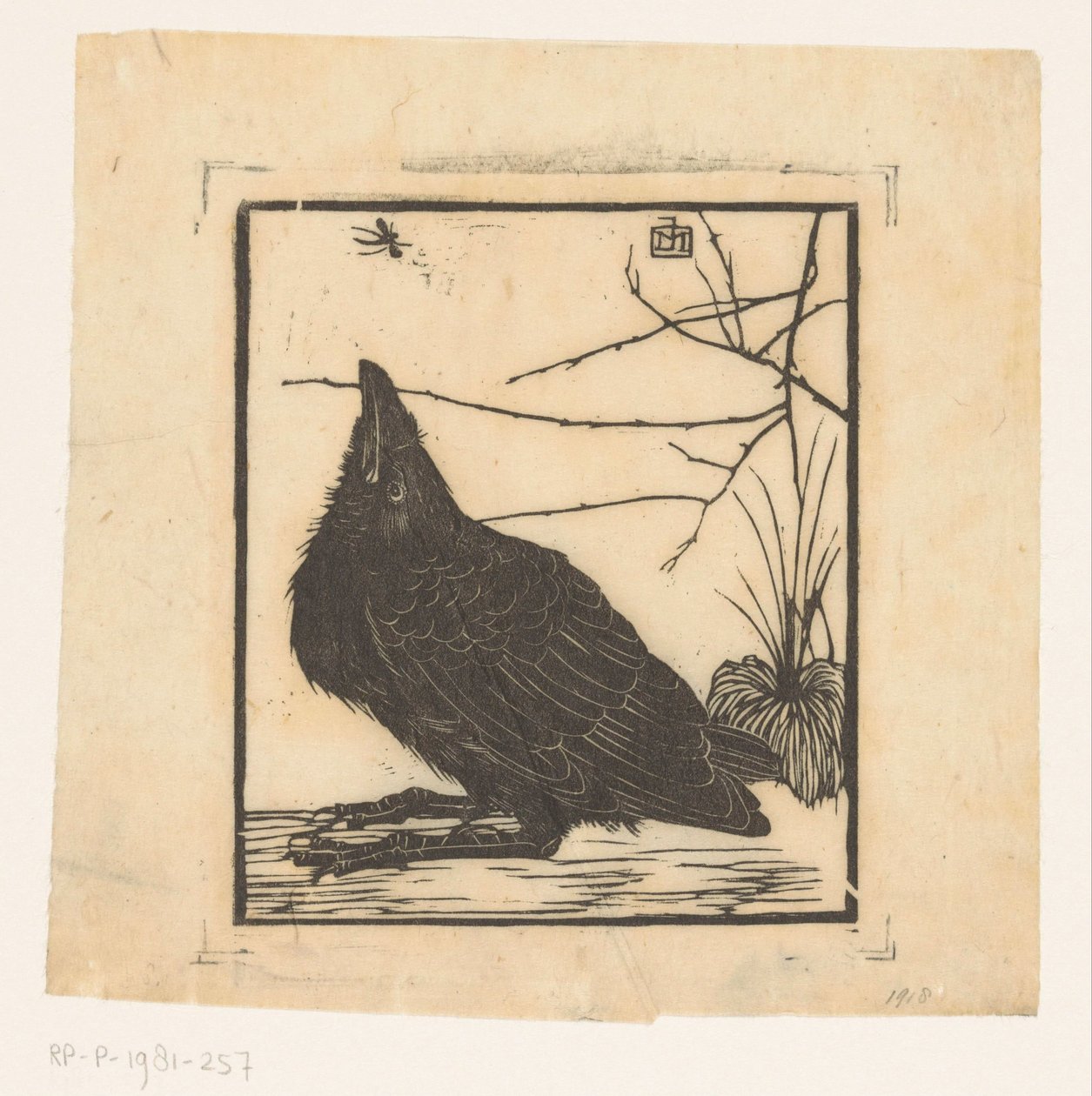 Crow Looking Up at a Gnat by Jan Mankes