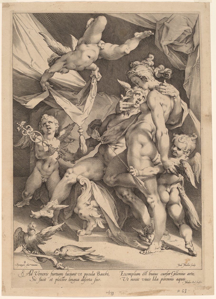 Venus and Mercury by Jan Muller, after Bartholomaeus Spranger