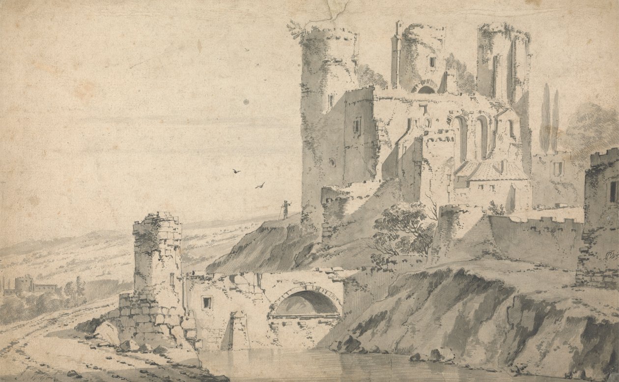 Ruined Castle on a River by Jan Wyck