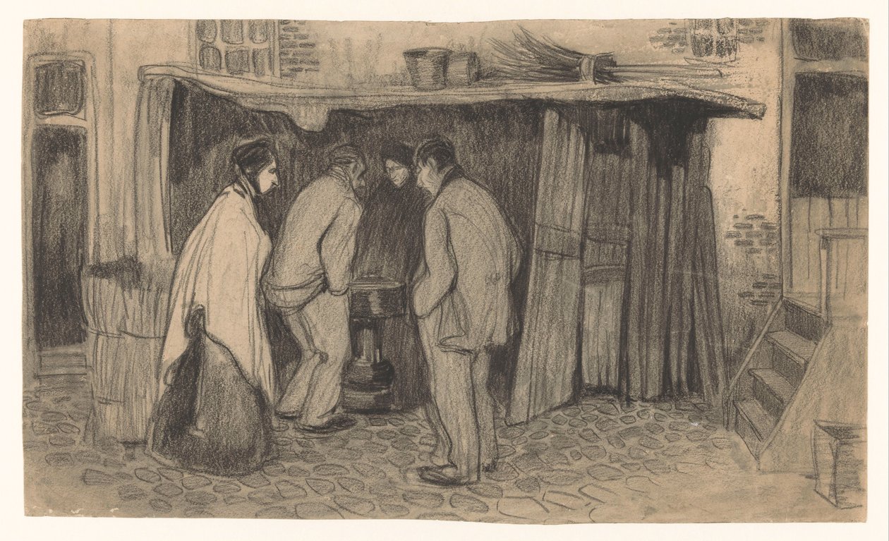 Figures at a Stall by Jan de Waardt