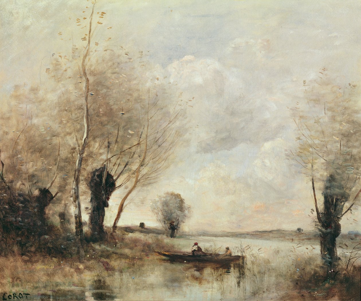 Fishermen Moored at a Bank by Jean Baptiste Camille Corot