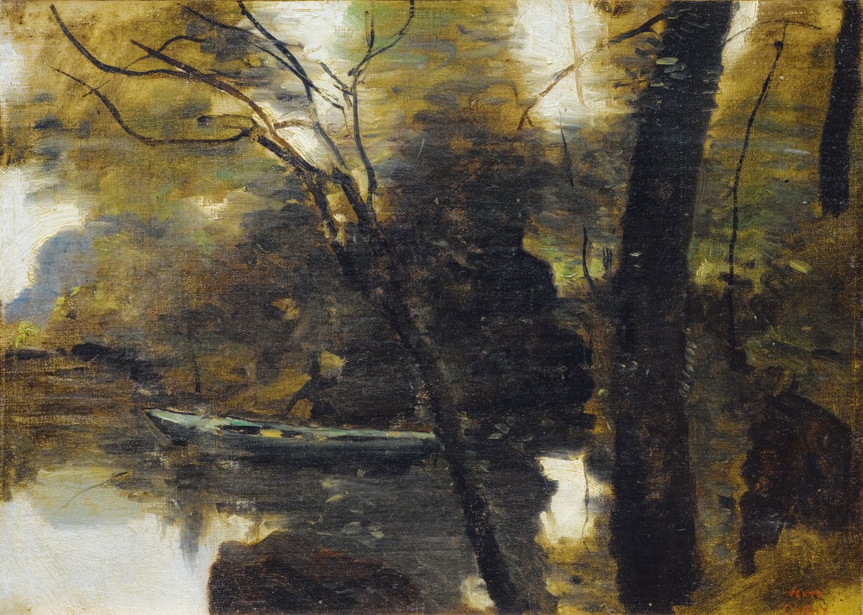 Noisy-le-Grand, Small Boat on the River by Jean Baptiste Camille Corot