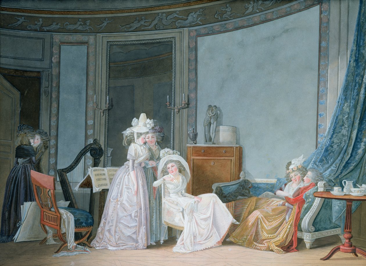 Meeting in a Salon, 1790 by Jean Baptiste Mallet