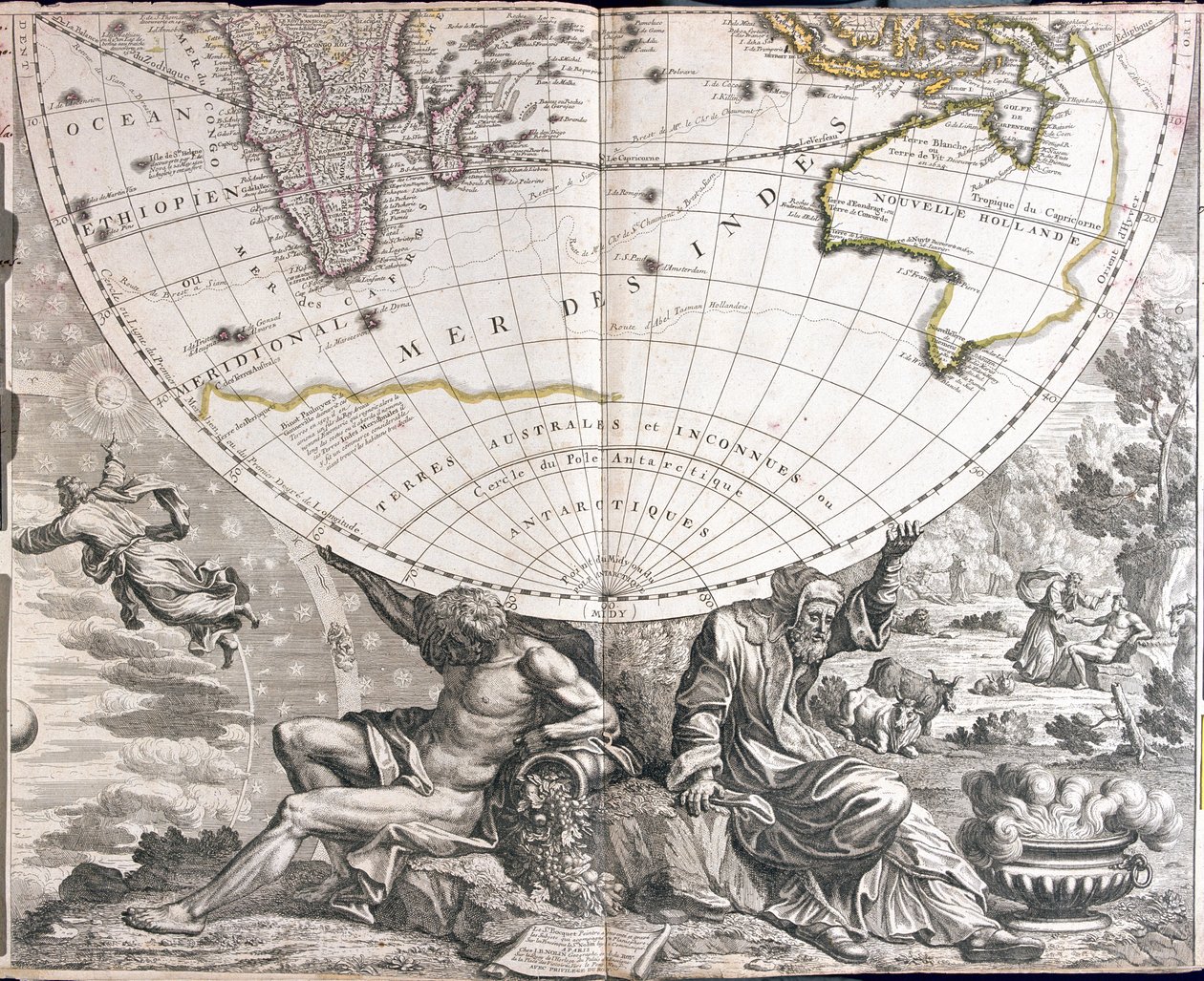 Map of the South Hemisphere by Jean Baptiste Nolin