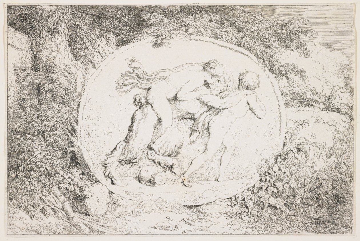 Nymph Astride a Satyr by Jean Honore Fragonard