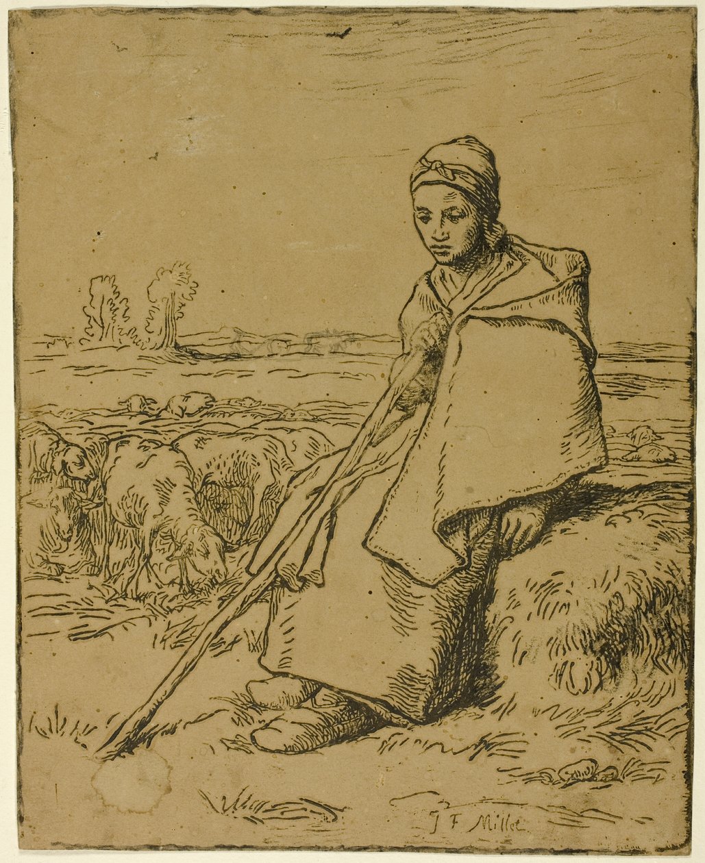 The Shepherdess by Jean Francois Millet