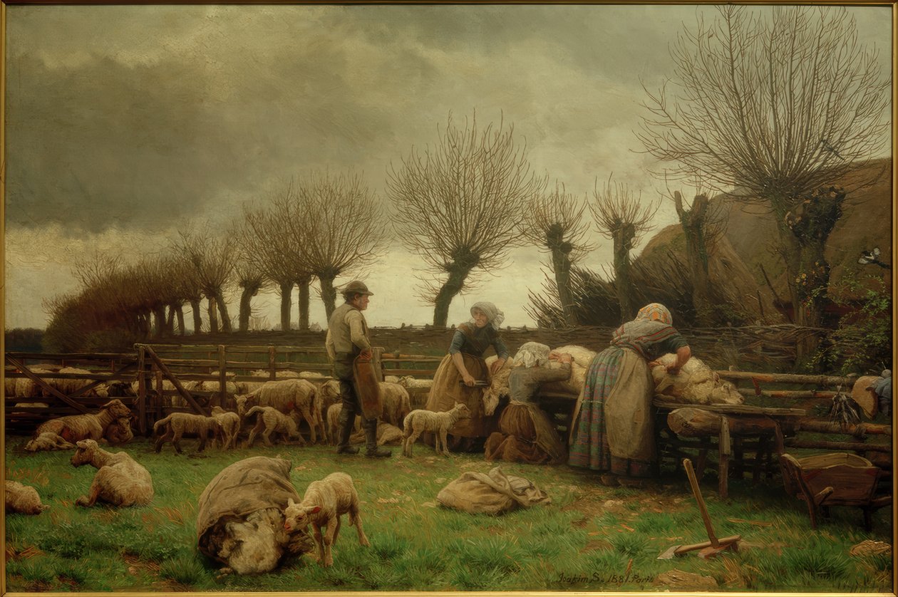 Spring Shearing on Lolland. Grey Sky by Joakim Frederik Skovgaard