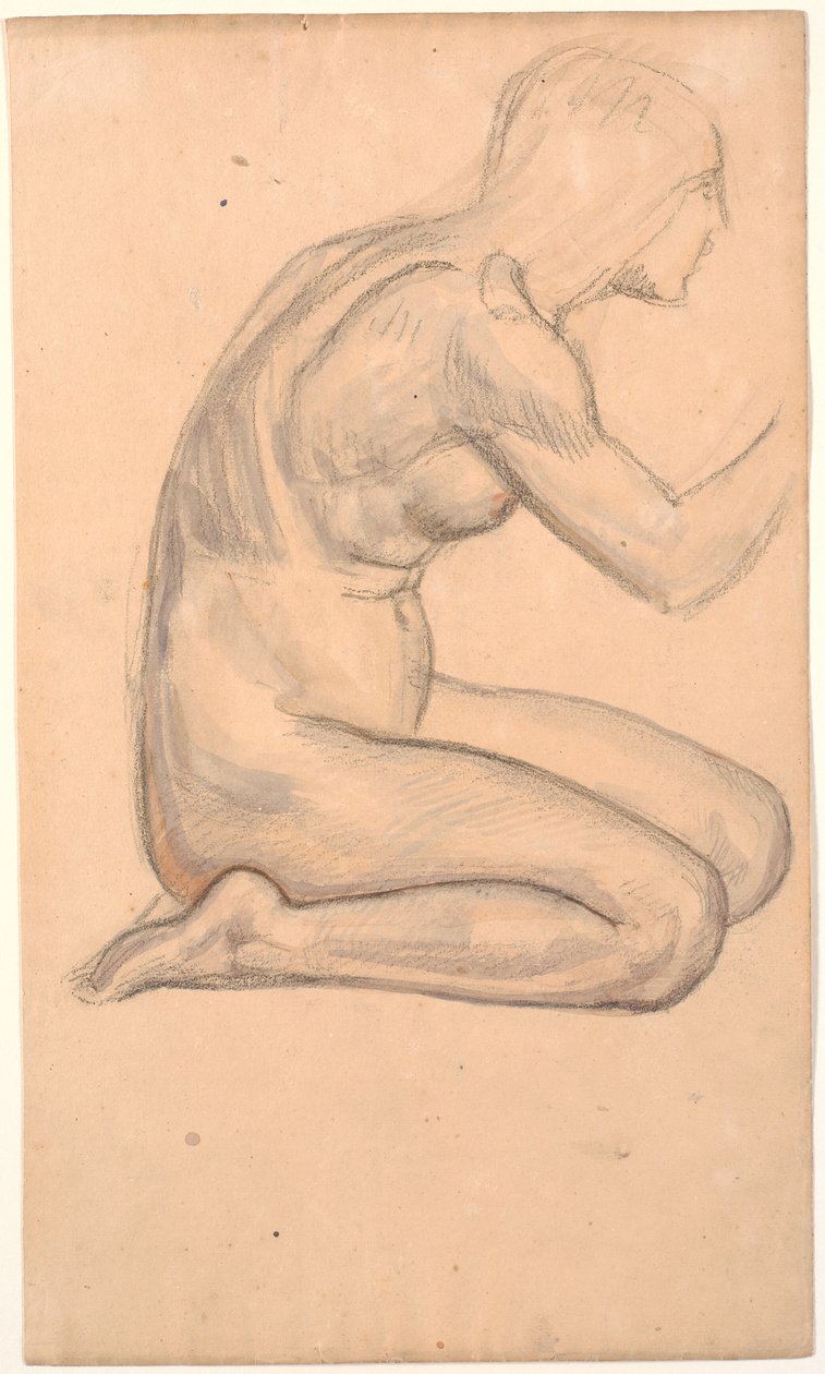 Model Study; Kneeling Woman in Profile to the Right by Joakim Frederik Skovgaard