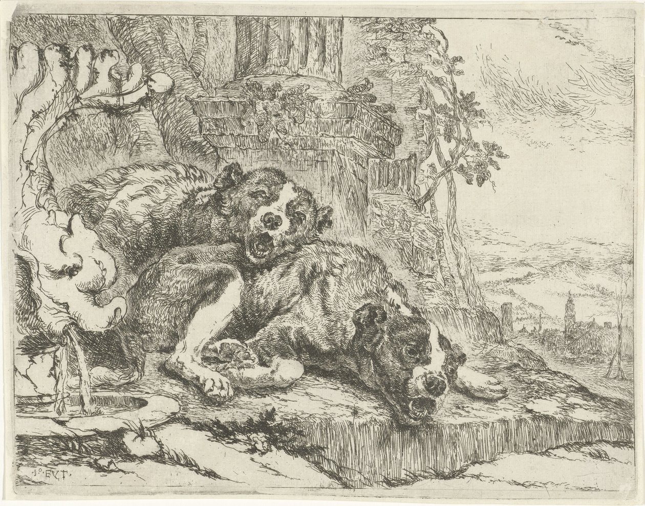Two Lying Dogs by Joannes Fijt