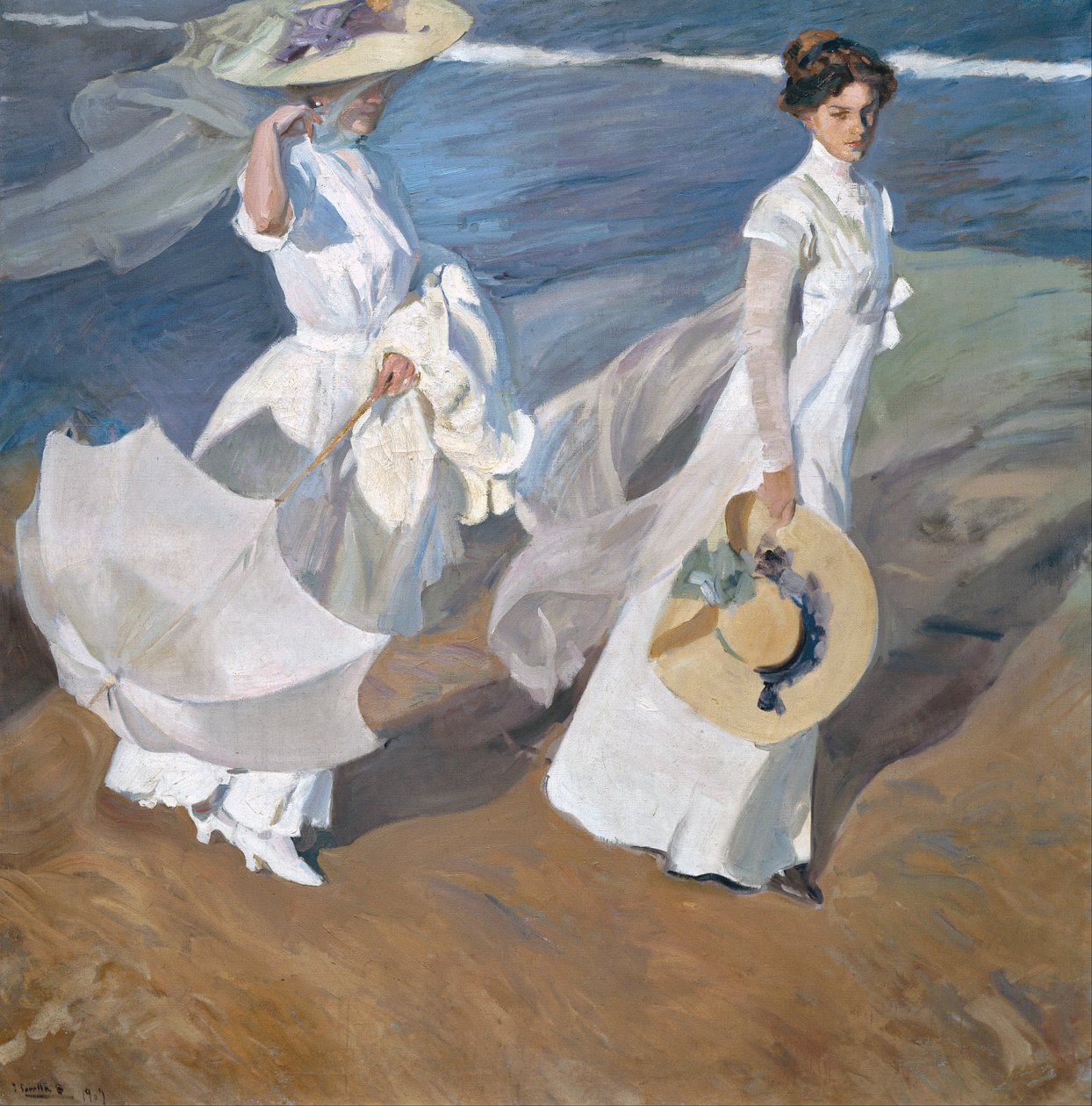 Strolling along the Seashore by Joaquín Sorolla