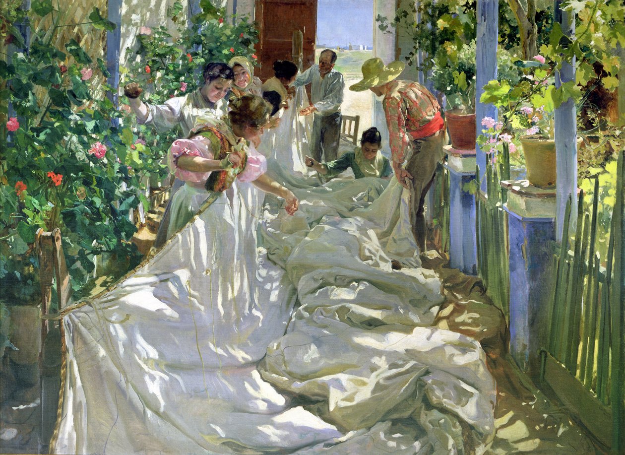 Mending the Sail, 1896 by Joaquín Sorolla