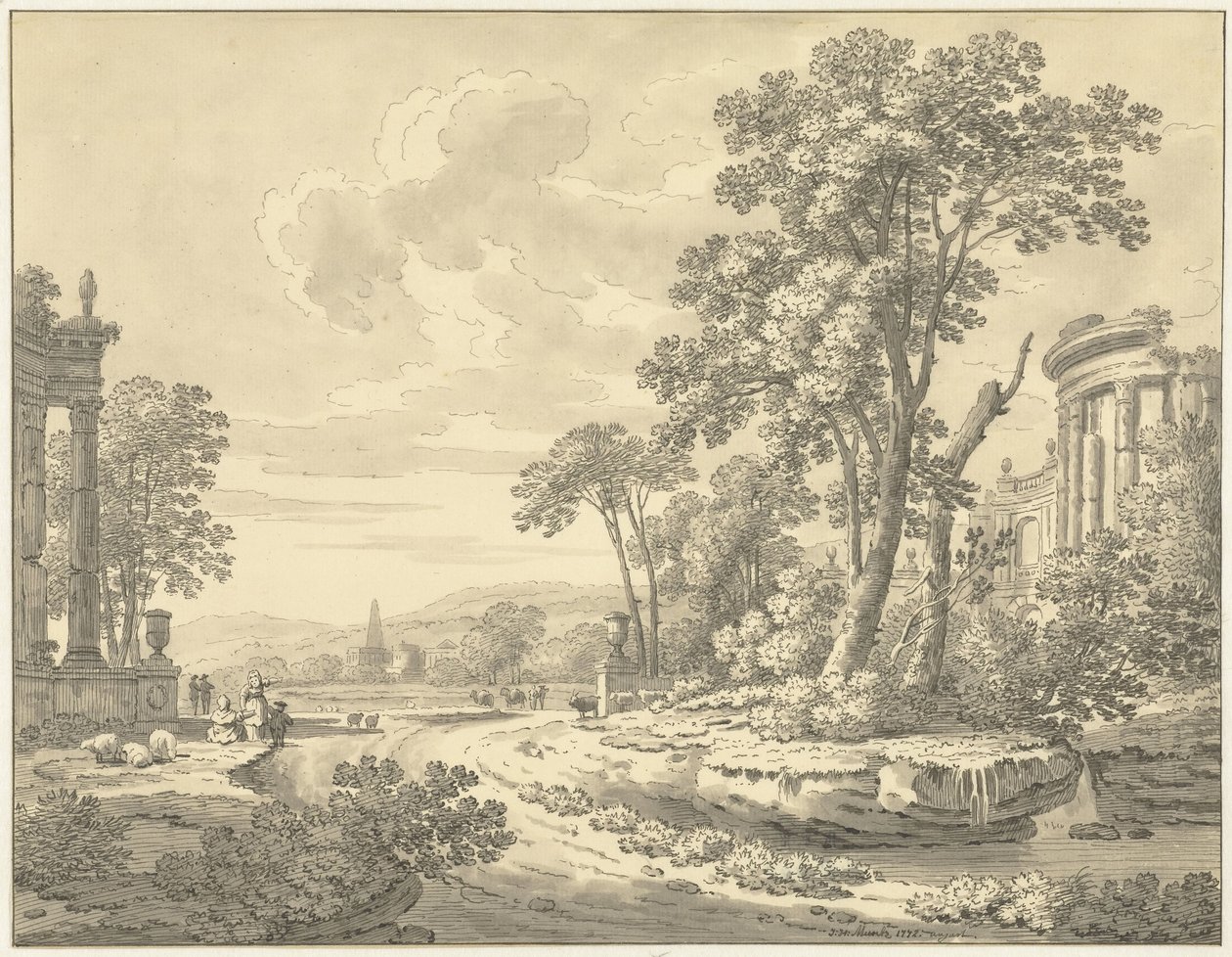 Italian Landscape with Ruins by Johann Heinrich Muntz