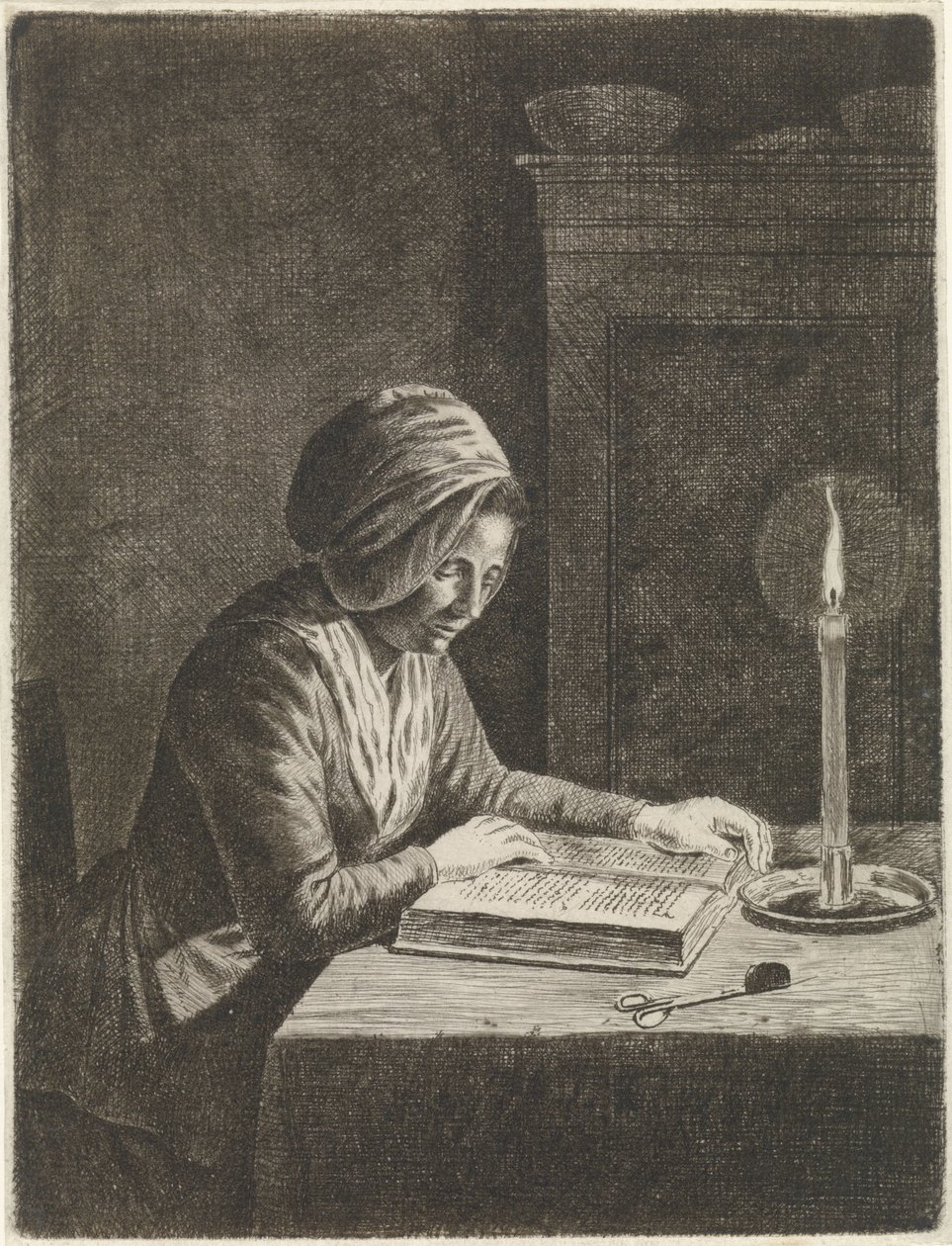 Dark Room with Reading Woman by Johannes Christiaan Janson