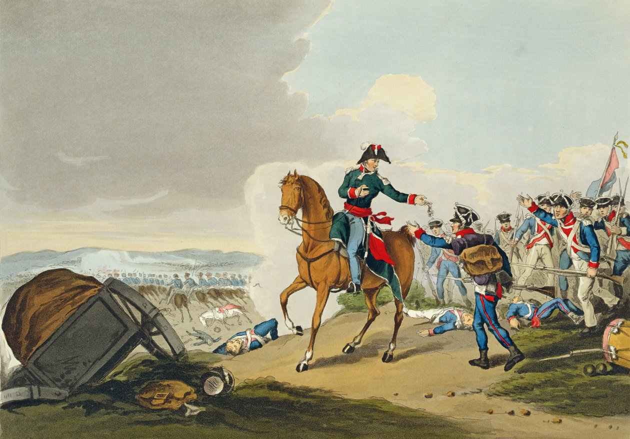 The Prince of Orange at the Battle of Waterloo, engraved by Matthew Dubourg from 