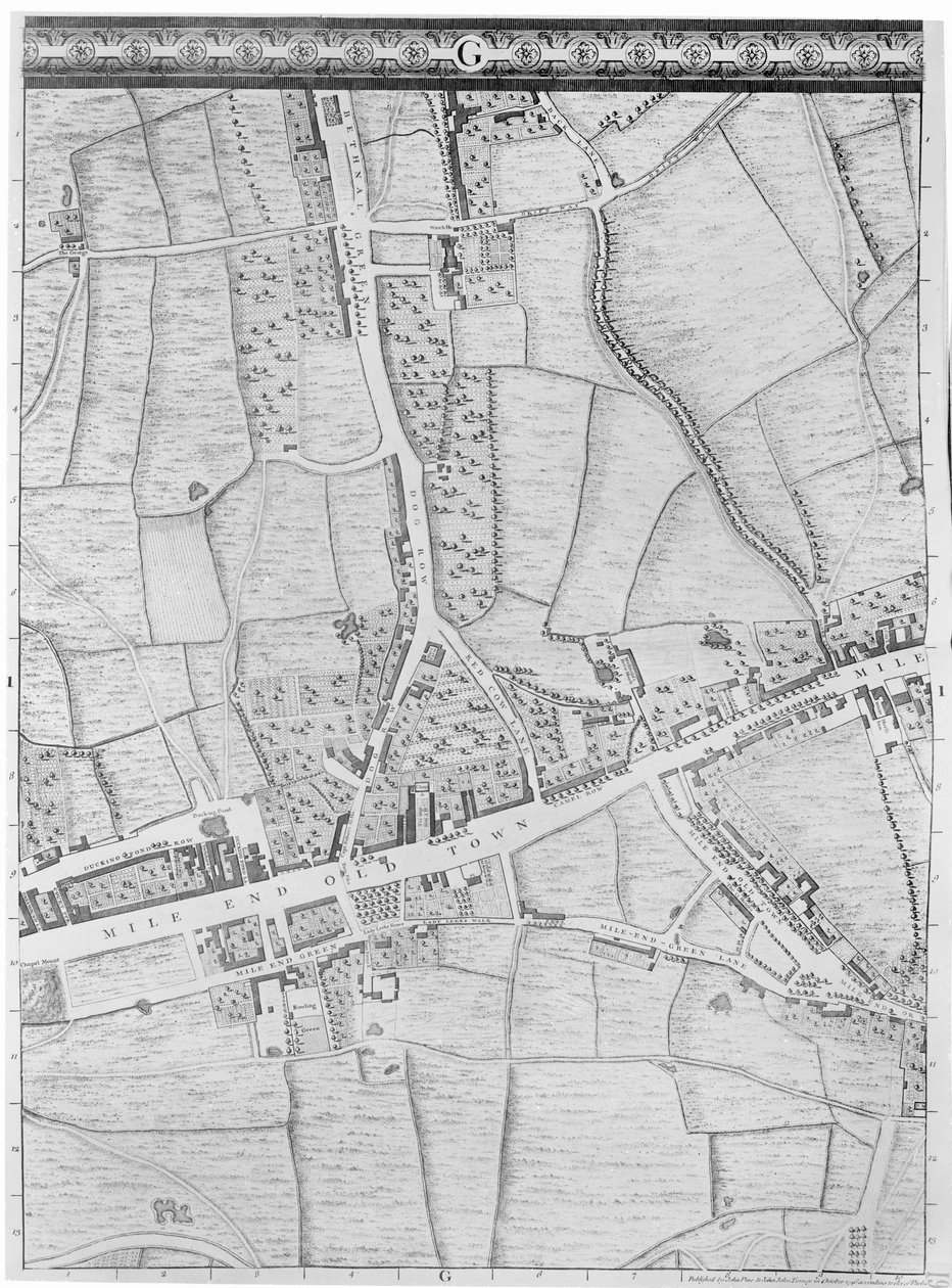 A Map of Mile End, London, 1746 by John Rocque