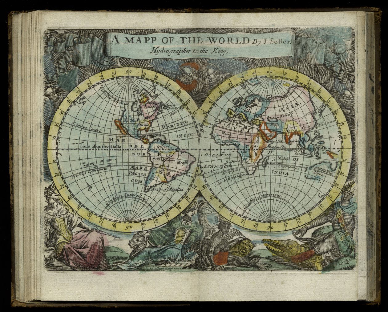 A map of the world from Atlas maritimus by John Seller by John Seller