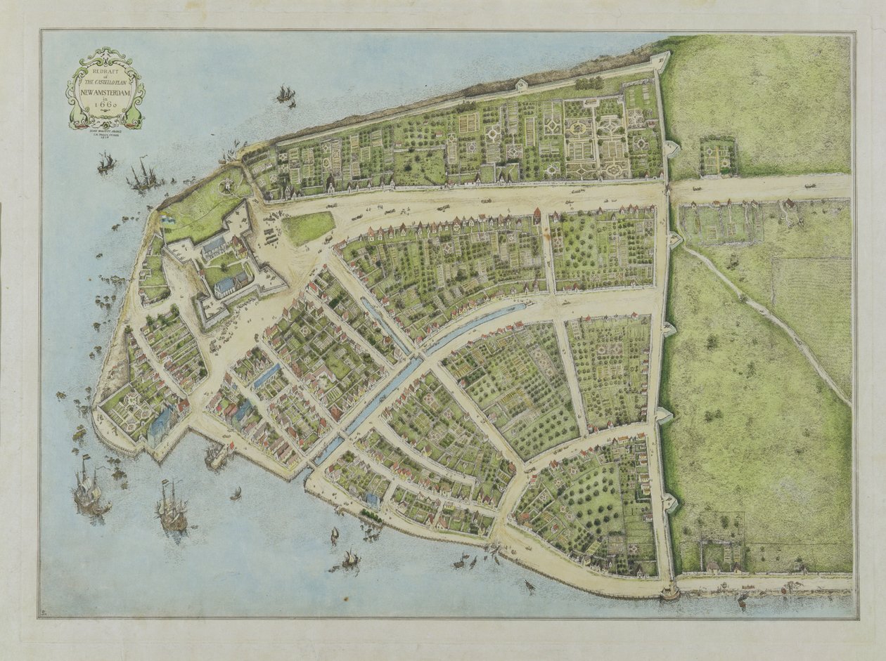 Redraft of The Castello Plan, New Amsterdam in 1660 by John Wolcott Adams