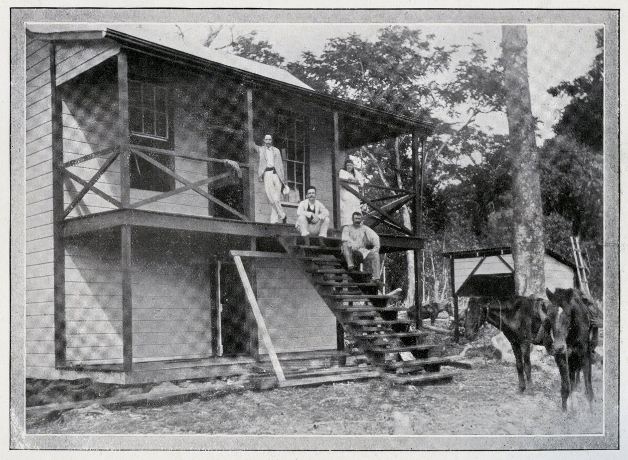 Robert Louis Stevenson and his wife, Fanny, on the verandah of their house at Vailima, Samoa, c. 1892 by John of Apia Davis