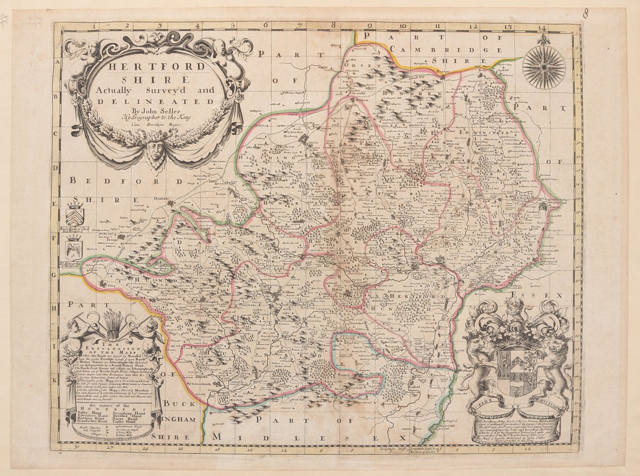 Map of Hertfordshire by John Seller