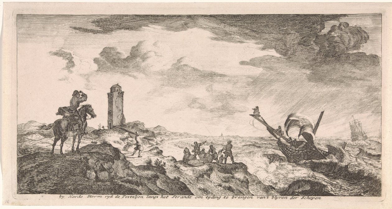 Storm at Sea (Postcard) by Joost van Geel