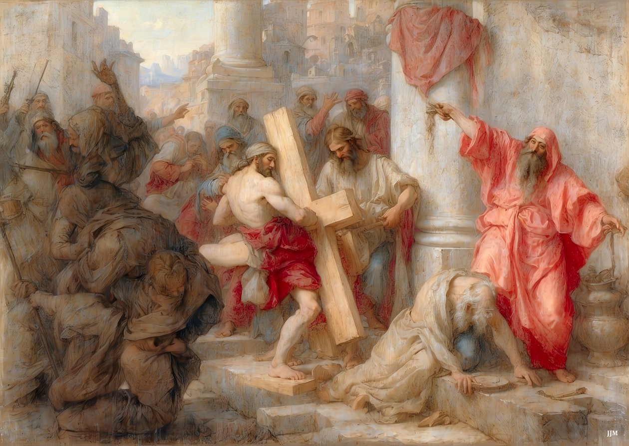 Jesus Carries the Cross through Jerusalem 01 by Josef Johann Michel