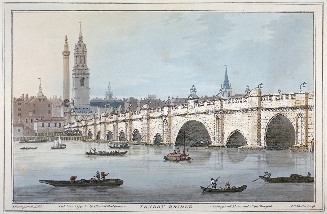 Old London Bridge by Joseph Constantine Stadler