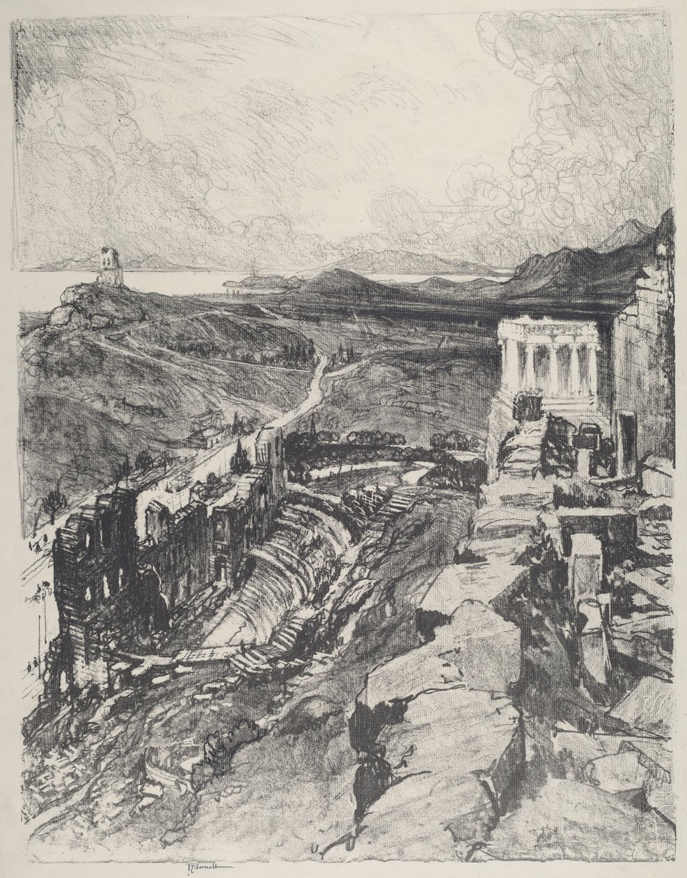 The Odeon, Athens by Joseph Pennell