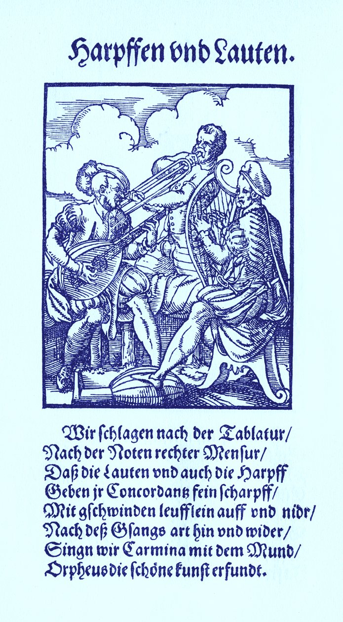 Harp and Lute Players by Jost Amman