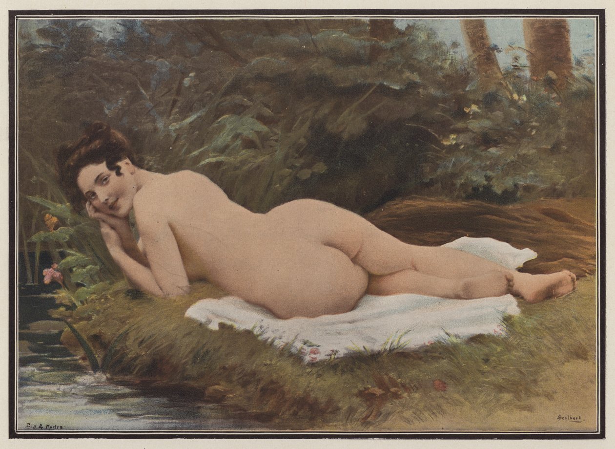 Woman after her bath by Jules (after) Scalbert