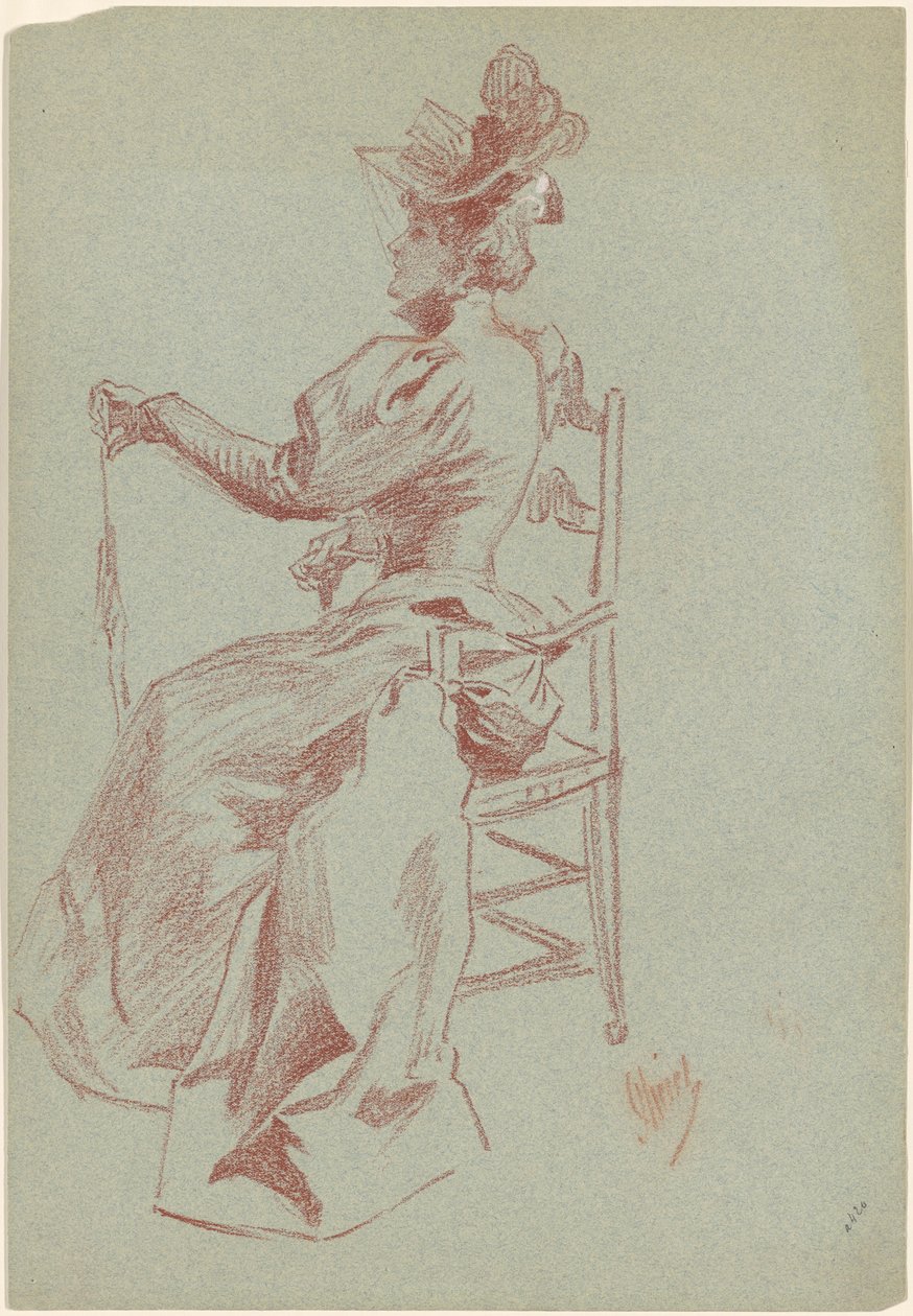 Elegant Lady Seated in a Chair by Jules Cheret