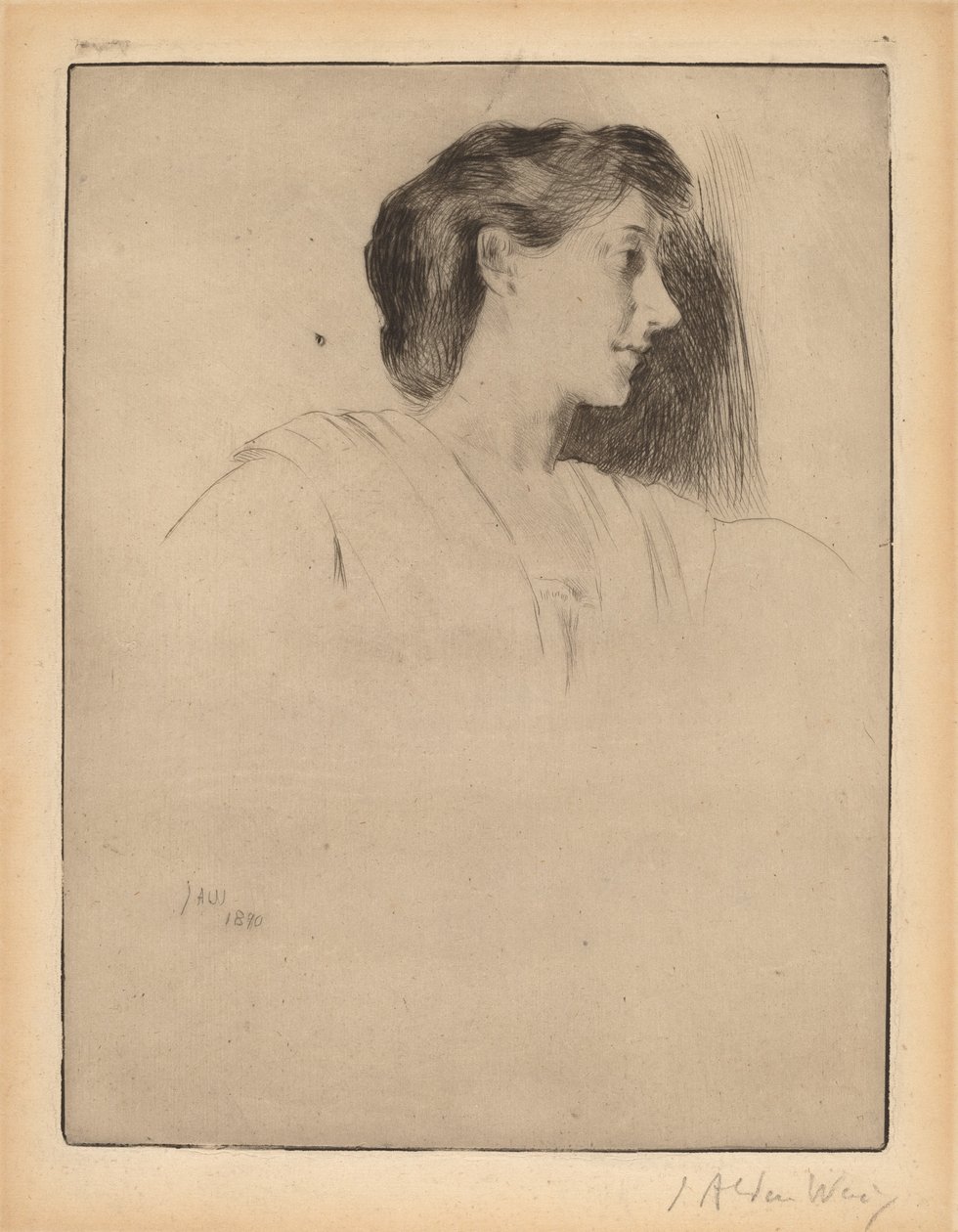 Profile Head of a Woman, 1890 by Julian Alden Weir
