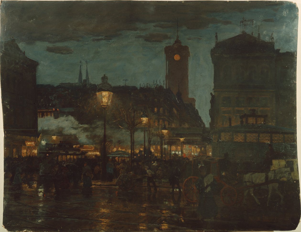 Alexander Square, Berlin, at night, 1895 by Karl Langhammer