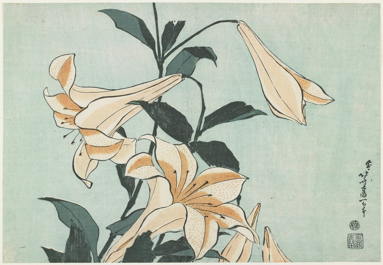 Lilies by Katsushika Hokusai