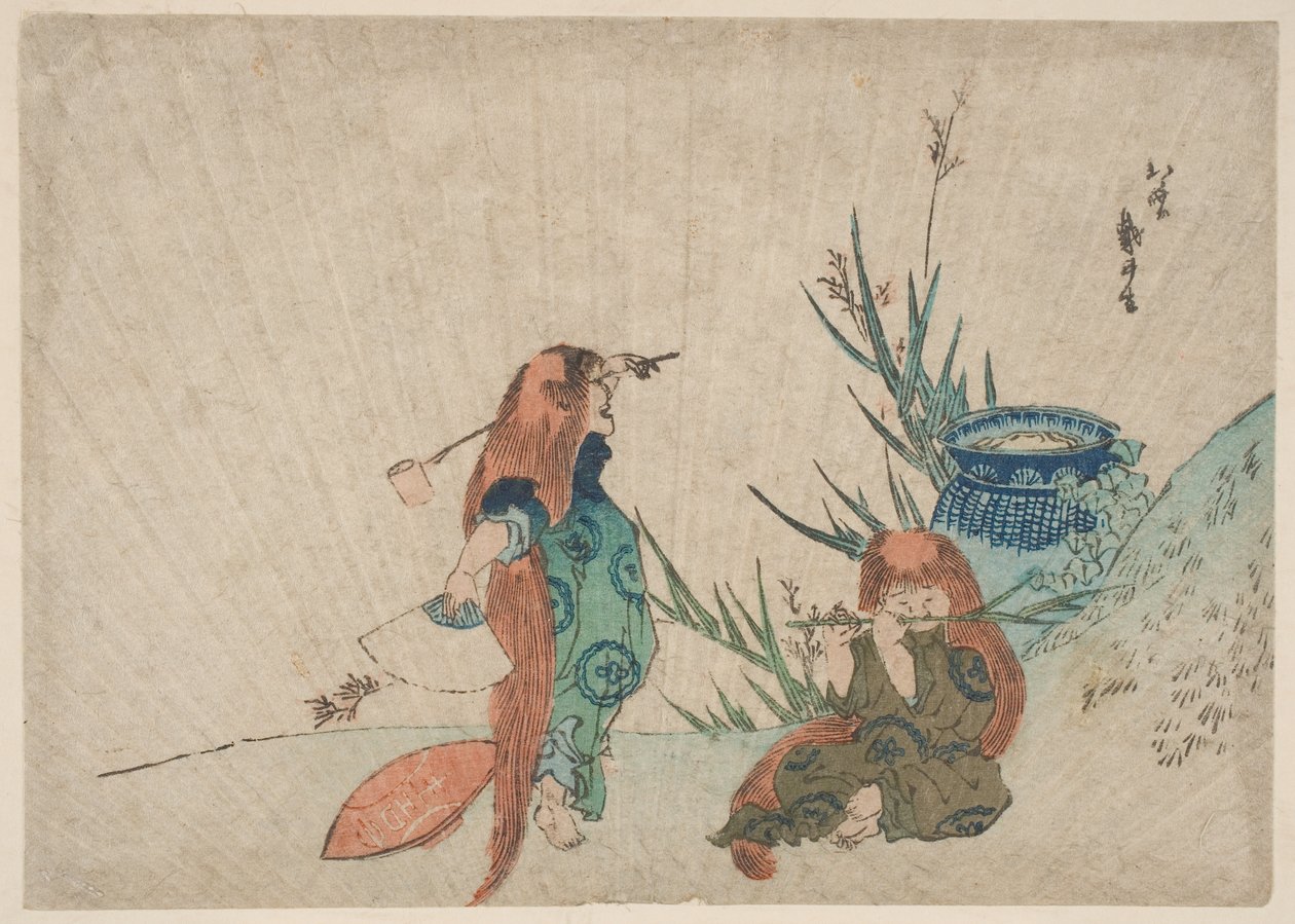 Two Shōjō by Katsushika Hokusai