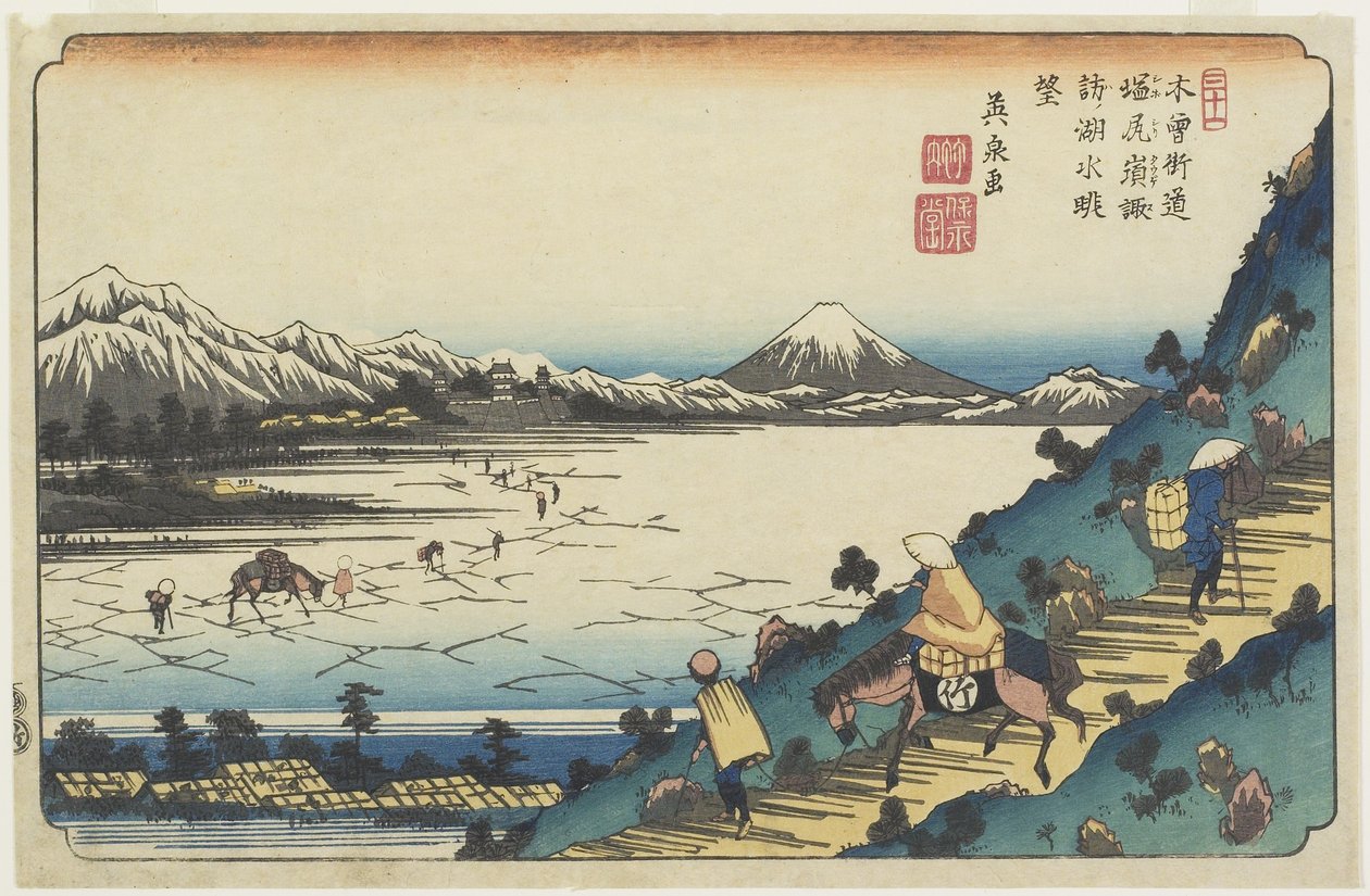 No.31: View of Lake Suwa as Seen from Shiojiri Pass, 1835-1836 by Keisai Eisen