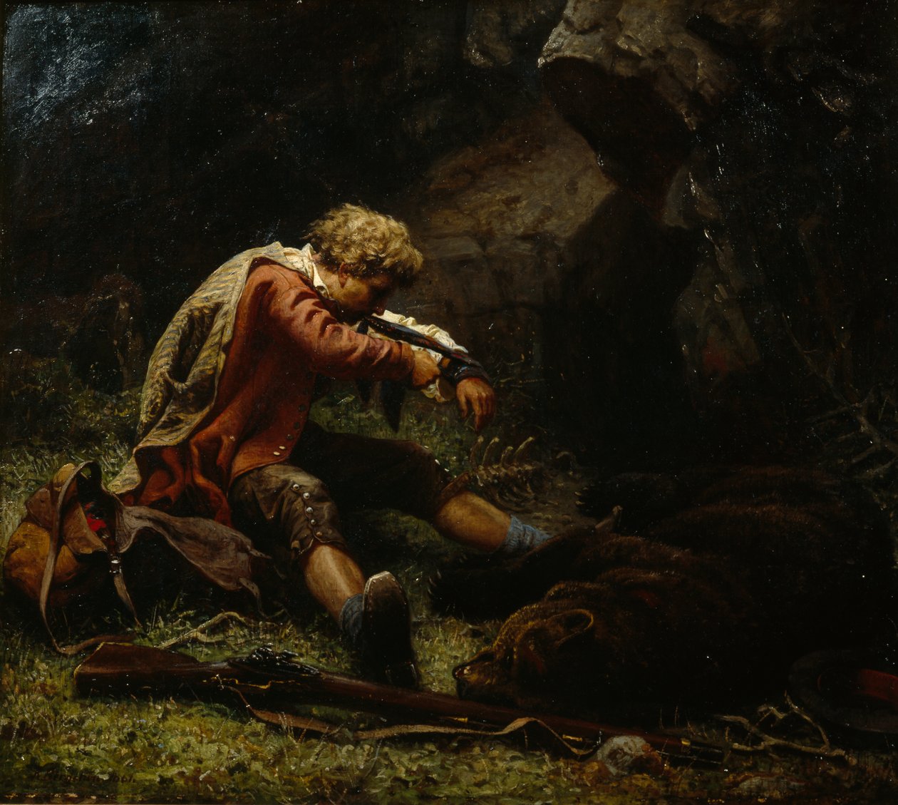 Wounded Bear Hunter by Knud Bergslien