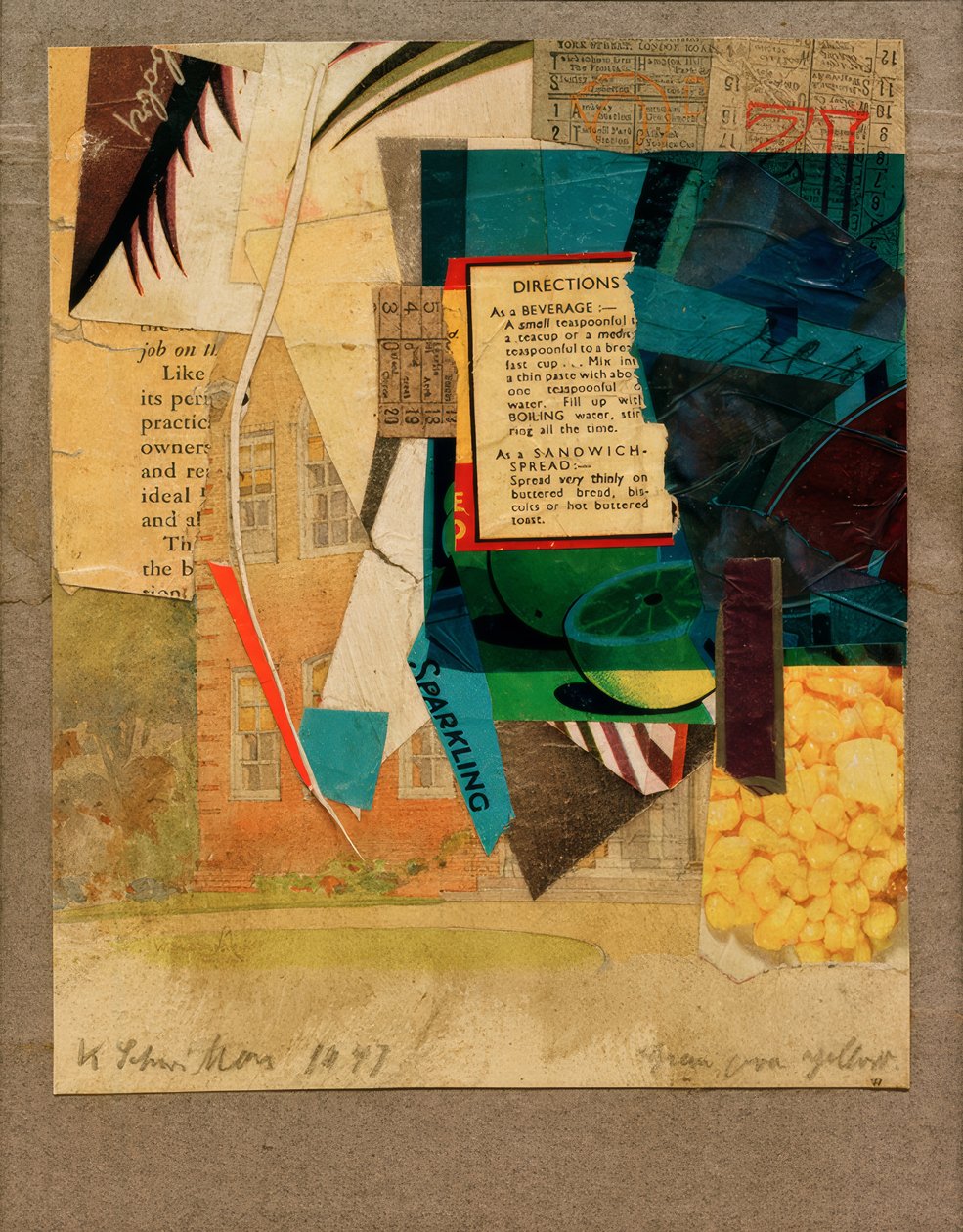 Green Over Yellow by Kurt Schwitters