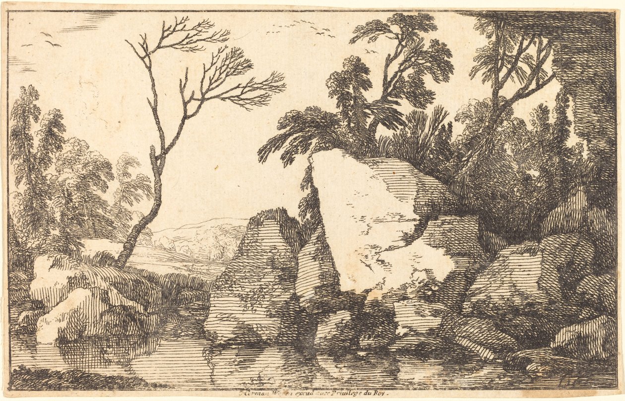 A Rocky Pond by Laurent de la Hyre