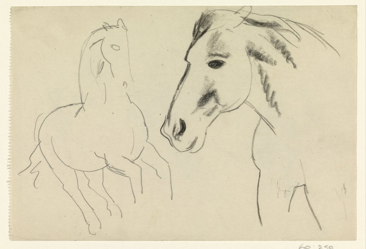 Galloping Horse and Horse Head by Leo Gestel