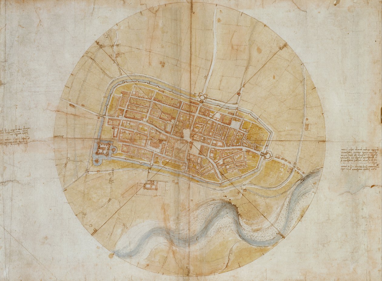 Plan of Imola by Leonardo da Vinci